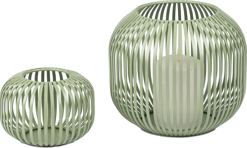 Windlicht Wili Stäbe in Kugelform H. 10cm grün aus Metall Produktbild 2