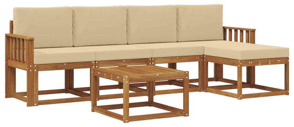 vidaXL Outdoor-Sofagarnitur mit Kissen 6 pcs Natur und Beige
