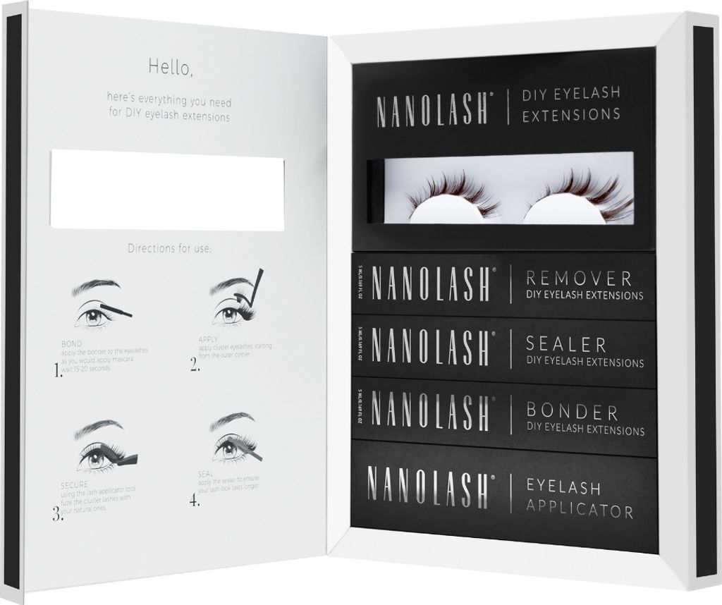 Set zur braune cluster wimpern zur DIY Wimpernverlängerung zu Hause Nanolash FLIRTY