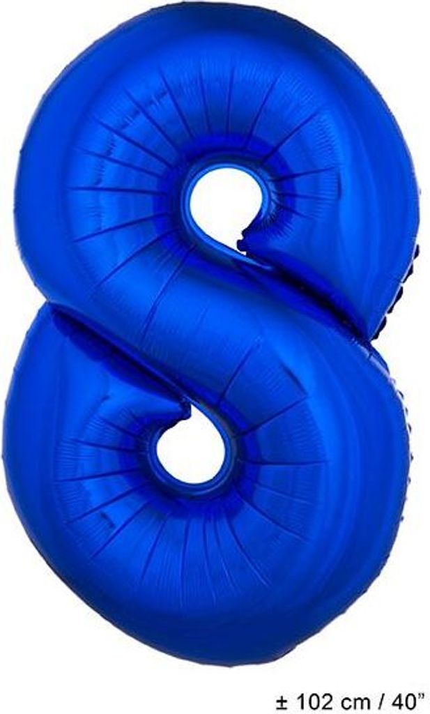 XXL Zahlen Folienballon 100 cm - Blau Zahl: 8