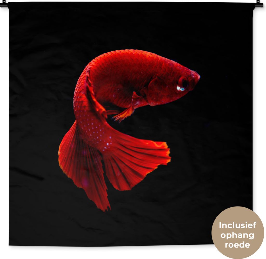 MuchoWow Wandteppich Wandbehang Fisch - Meerestier - Schwanz - Rot 150x150 cm Tapisserie Dekoration Wandtuch - Wohnaccessoires - Modernes