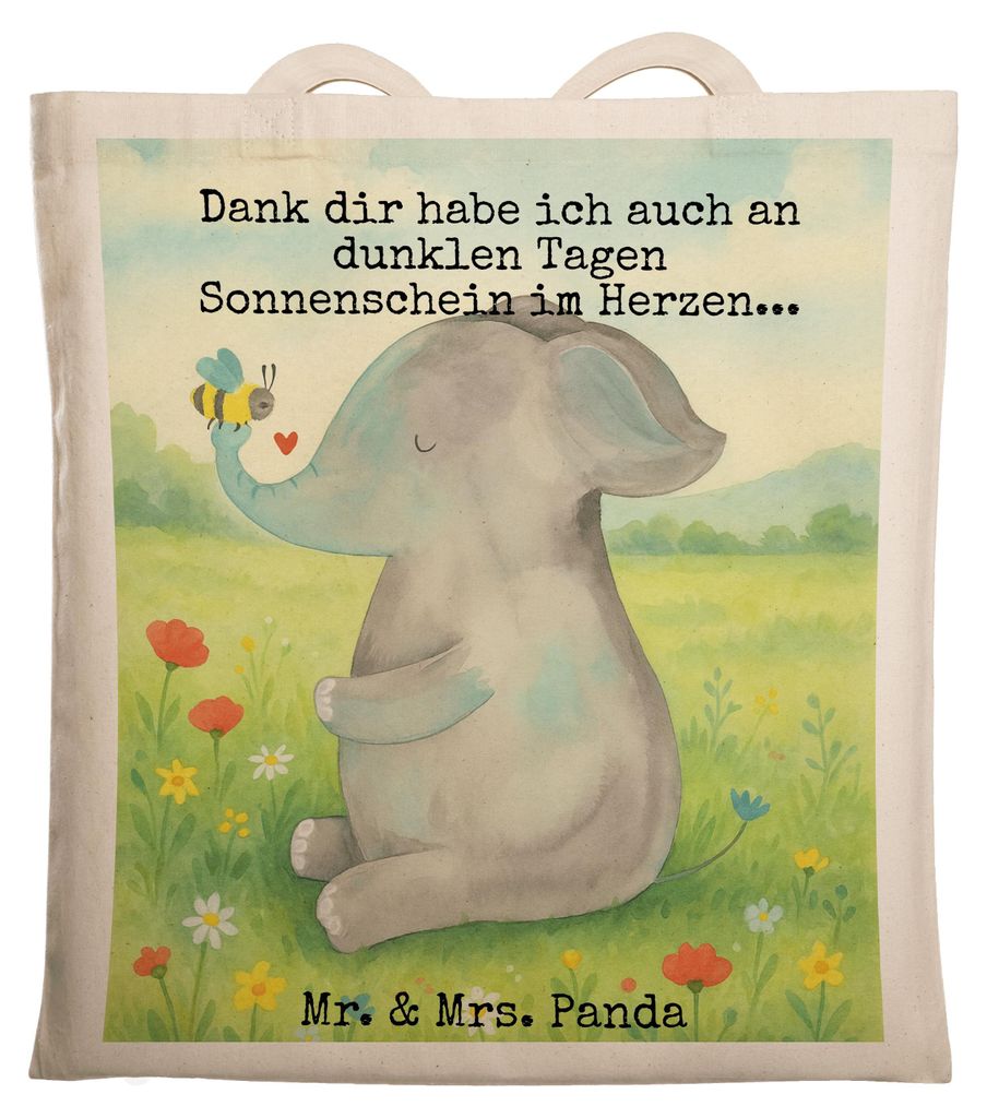Mr. & Mrs. Panda Shopping Tasche Elefant Biene Design - Weiß - Geschenk, Hochzeitsgeschenk, Beutel, Heiratsantrag, Laptoptasche, Schultasche, Trag...