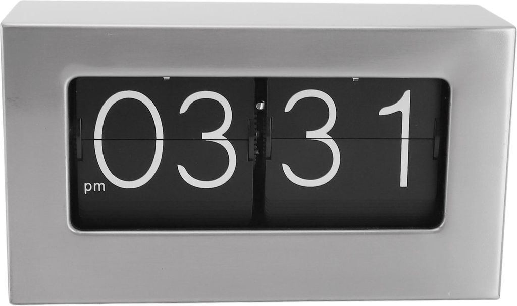 Auto Flip Clock 12H Edelstahl Retro-Stil klare Anzeige Flip Down Uhr für Haus Wohnzimmer Büro