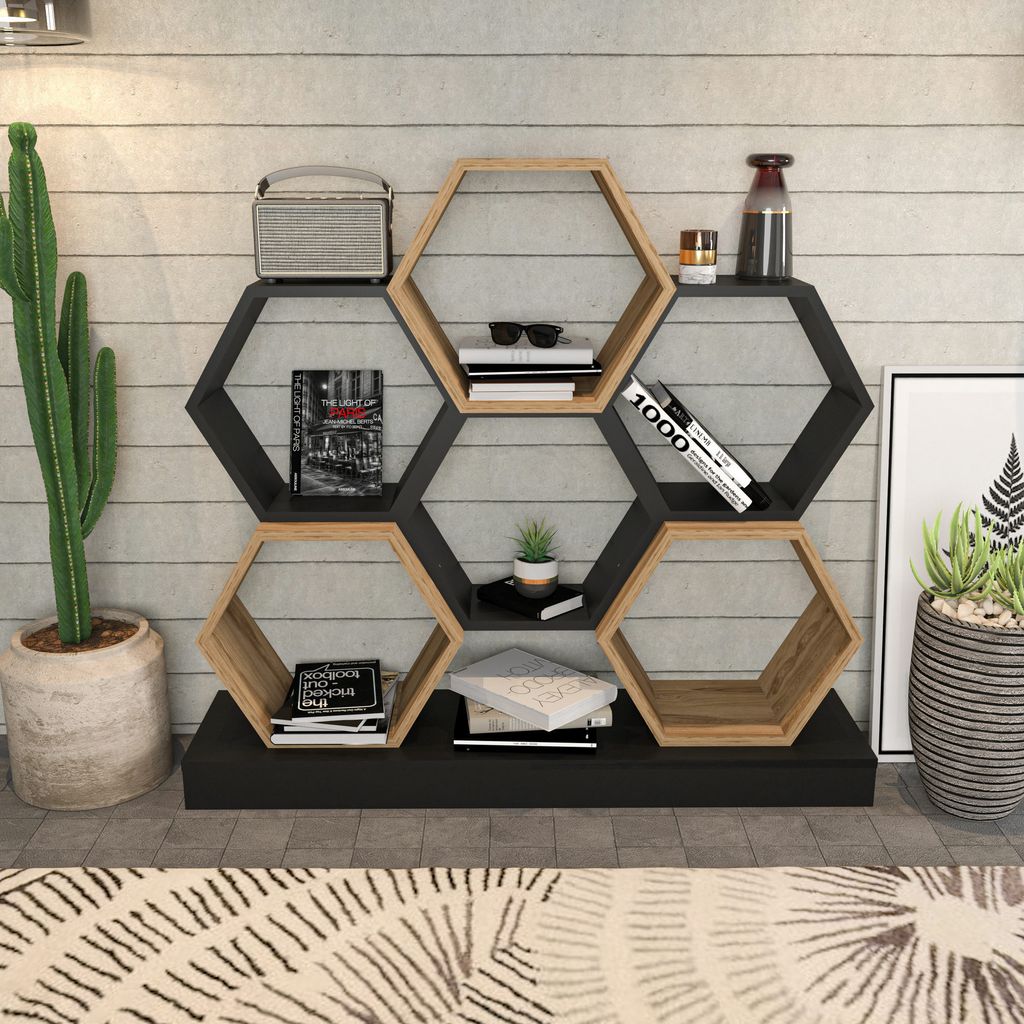 Skye Decor, Cicek - Nero, Rovere, libreria, nero, 120 x 109 Immagine del prodotto 