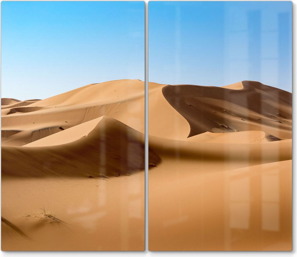 DEQORI Herdabdeckplatte Glas 2-tlg 'Dünenlandschaft' Herd Abdeckung Küche