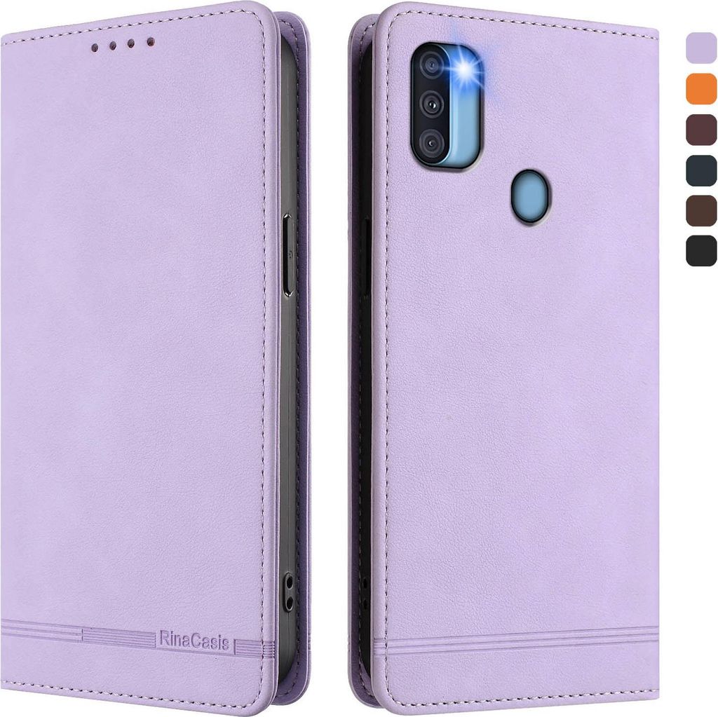 Hülle für Samsung Galaxy A11, Retro Kunstleder Ständer Klapphülle mit Kartenfächer und Magnetische Violett