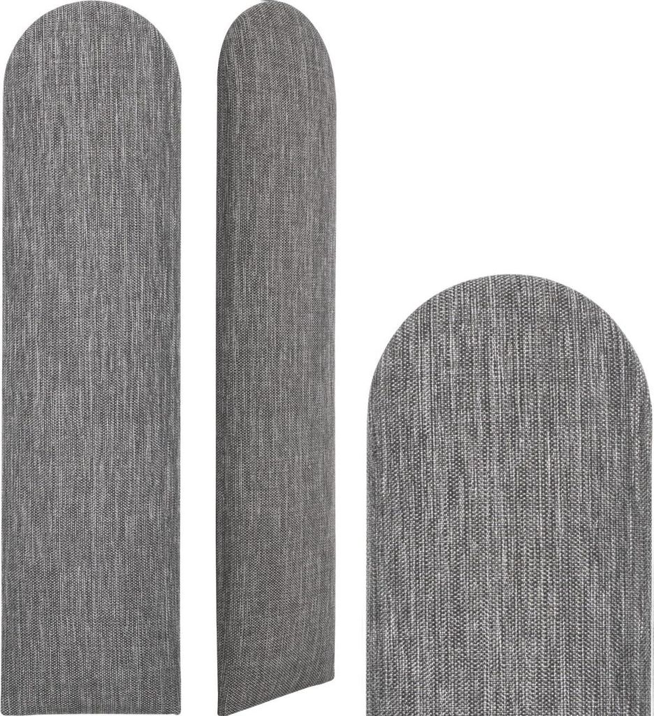 VOX SOFO Polsterpaneel 15x60 cm - Grau Melange, Premium Wandkissen gepolstert, Akustikpaneel, Kopfteil Bett, Strukturstoff, Wanddesign, Weich 1 Stück