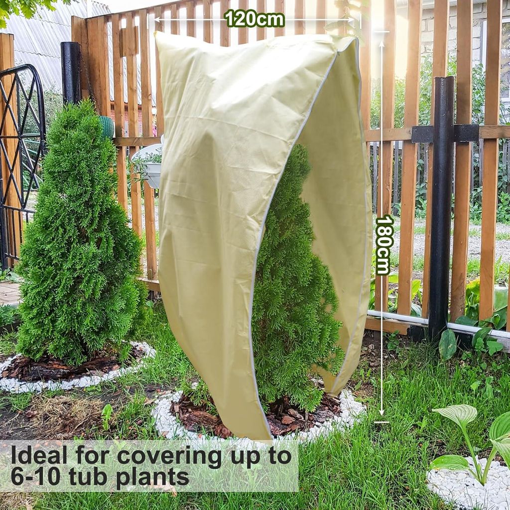 TOWINGO Pflanzen Winterbesch protection, 180 x 120 cm Frostschutz für Pflanzen mit Reißverschluss & Kordelzug, Pflanzen Schutz Winter für Topfpf...