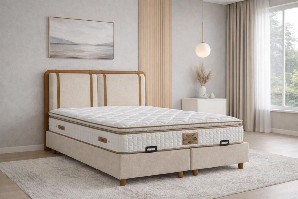 Bett mit Matratze Moderner Stil Weiche Polsterung Bett mit Stauraum