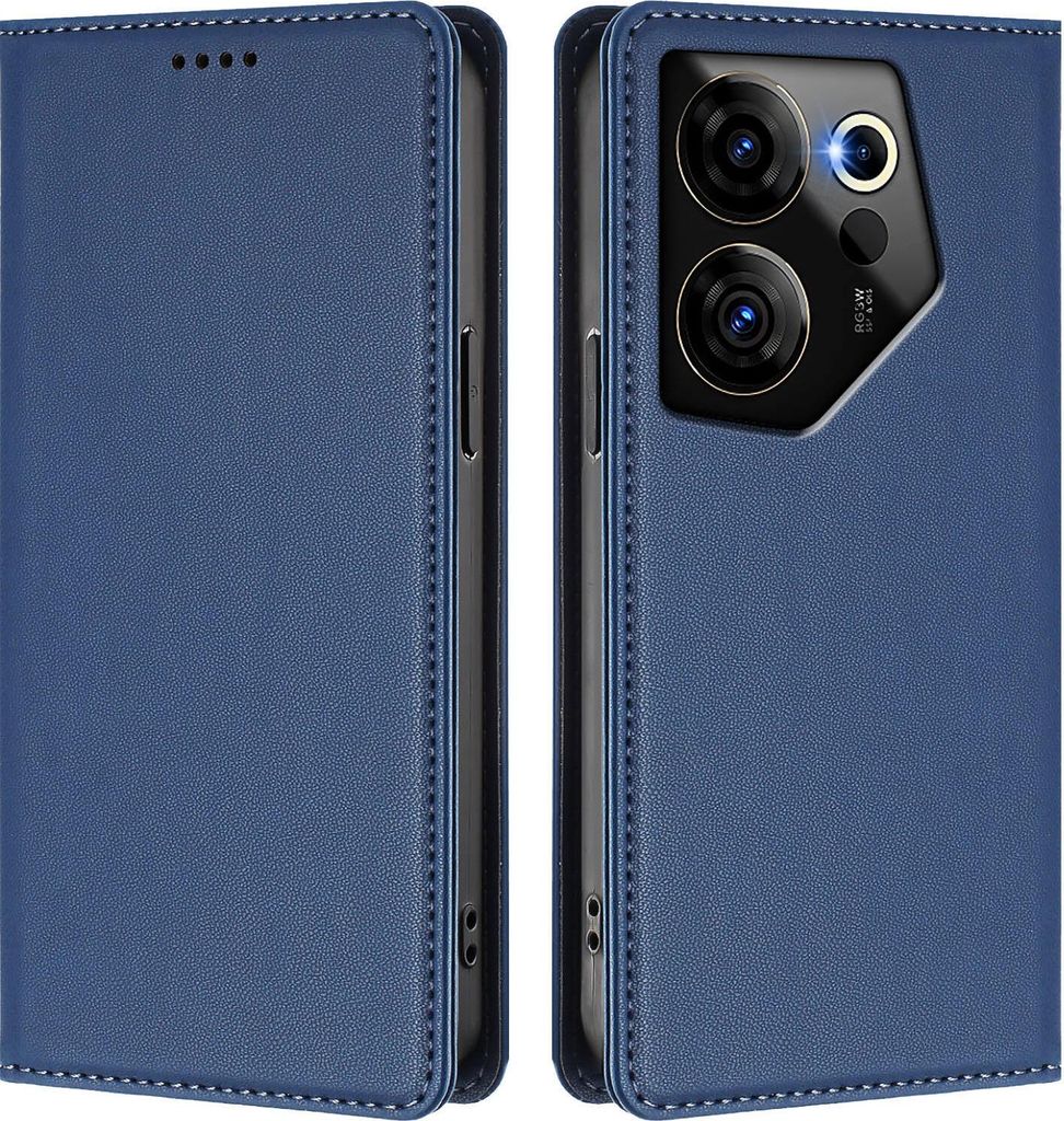 Handyhülle für Tecno Camon 20 Premier, Kunstleder Klapphülle Stoßfeste Magnetische Hülle mit Ständer Dunkelblau