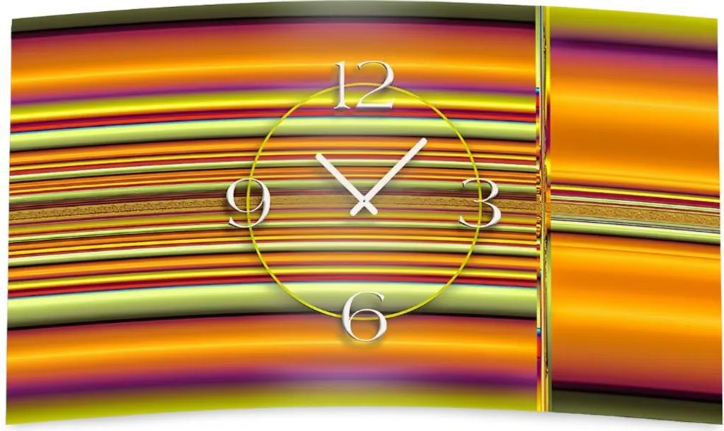 Horloge murale design calme sans tic-tac avec motif à rayures 30x60cm