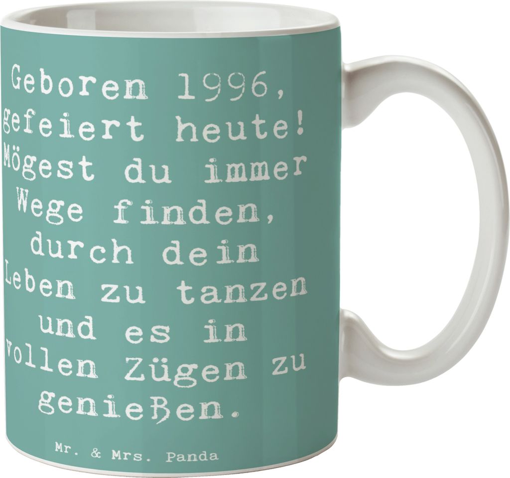 Mr. & Mrs. Panda Pott Spruch 1996 Geburtstag - Meeresbrise - Geschenk, Tasse, Geboren, Alter, Becher, Happy Birthday, Lebensgenuss, Geschenke für,...