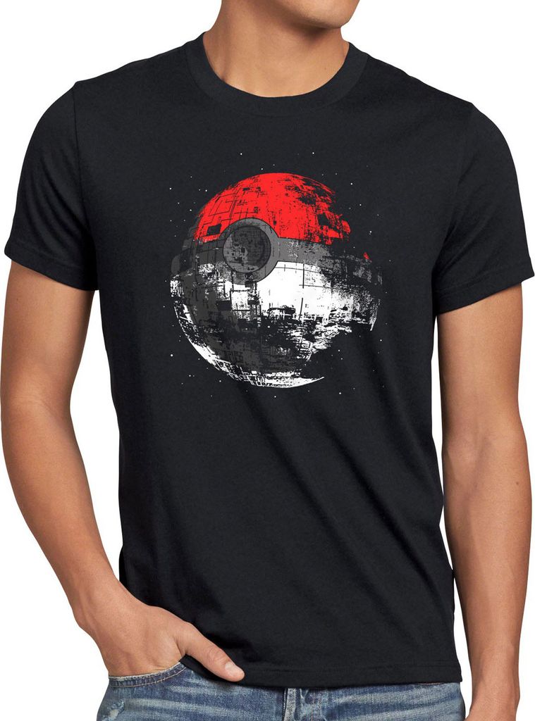 style3 Poke Death T-Shirt Herren Todesstern Star Ball Monster Videospiel, Größe:4XL