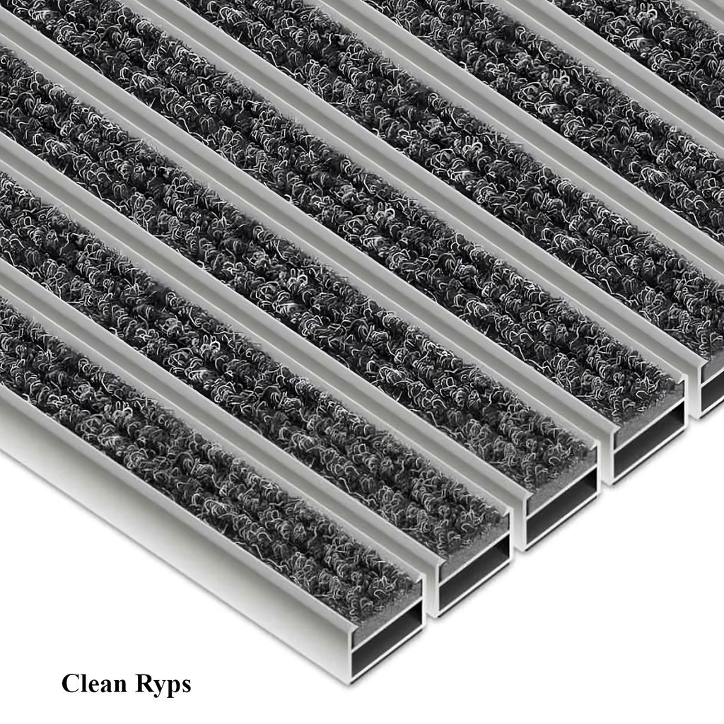 Aluminium Fußmatte mit Textileinlage, Clean Ryps 60x40 cm, schwarz, Höhe 17 mm