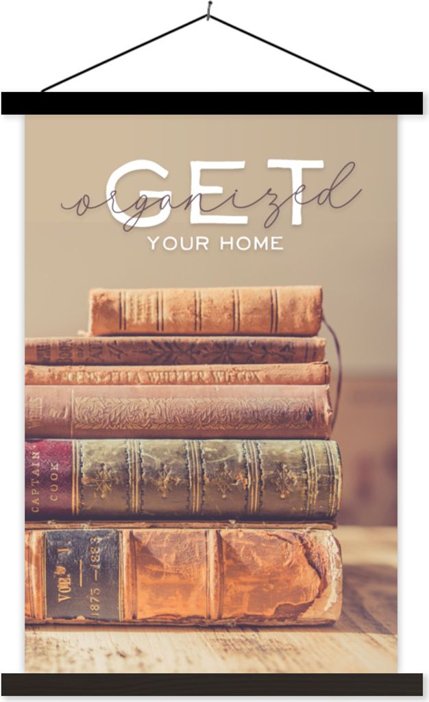 MuchoWow Textilposter Sprichwörter - 'Organisiere dein Zuhause' - Zitate 120x180 cm mit schwarzem Rahmen - Fotos