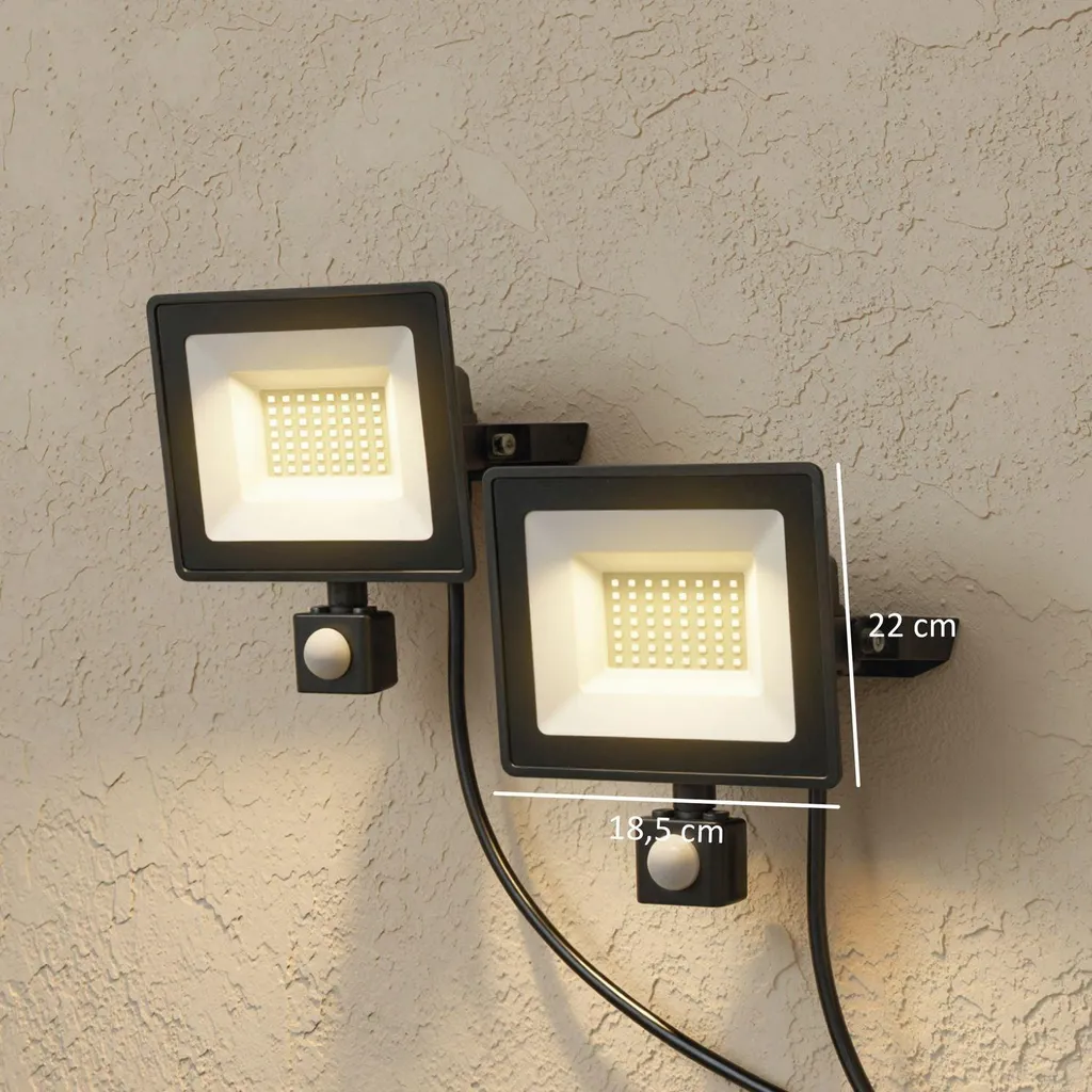 Lampe 50W multi-positions 3 modes en aluminium noir haute performance