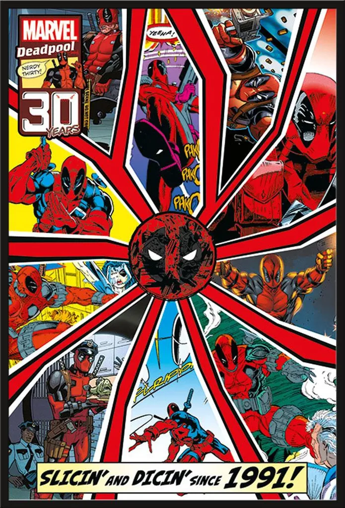 Décoration murale Deadpool poster sous cadre noir Shinsuke vitre