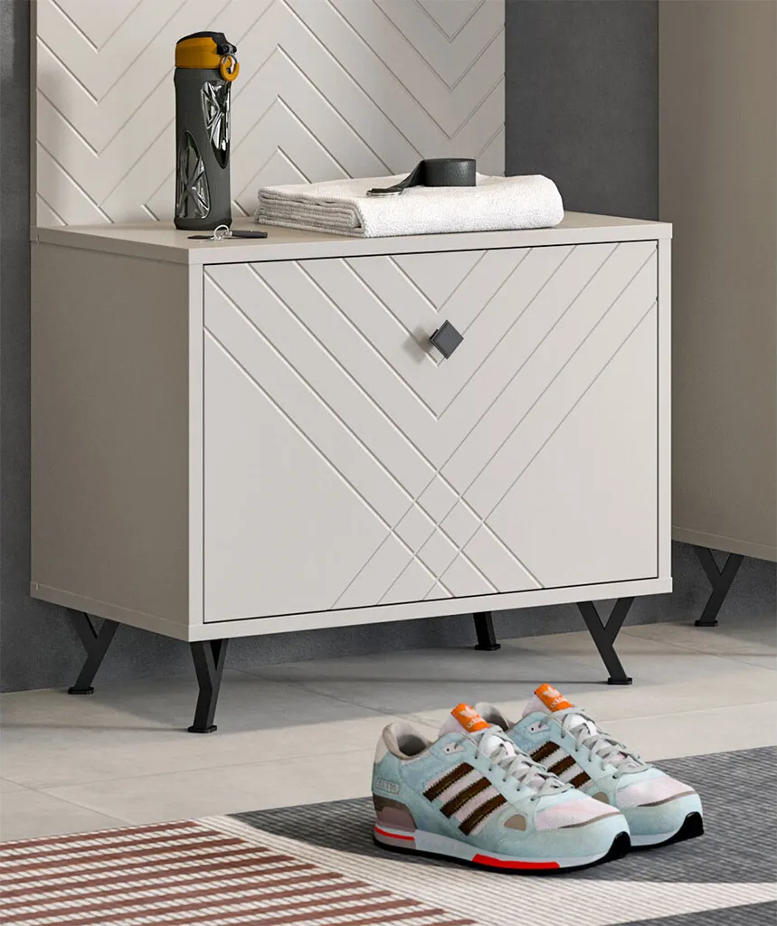 Banc Notes beige mat : Solution assise compacte pour vestiaire étroit - 10