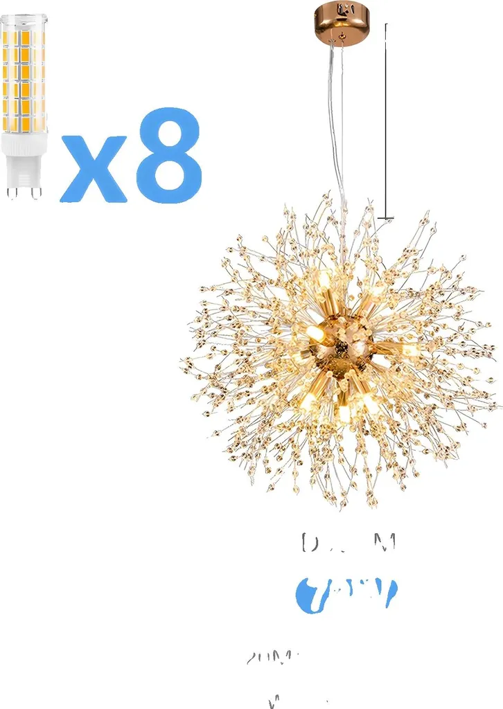 Lampadario Dente di Leone Oro: Luce LED Design Moderno per Soggiorno