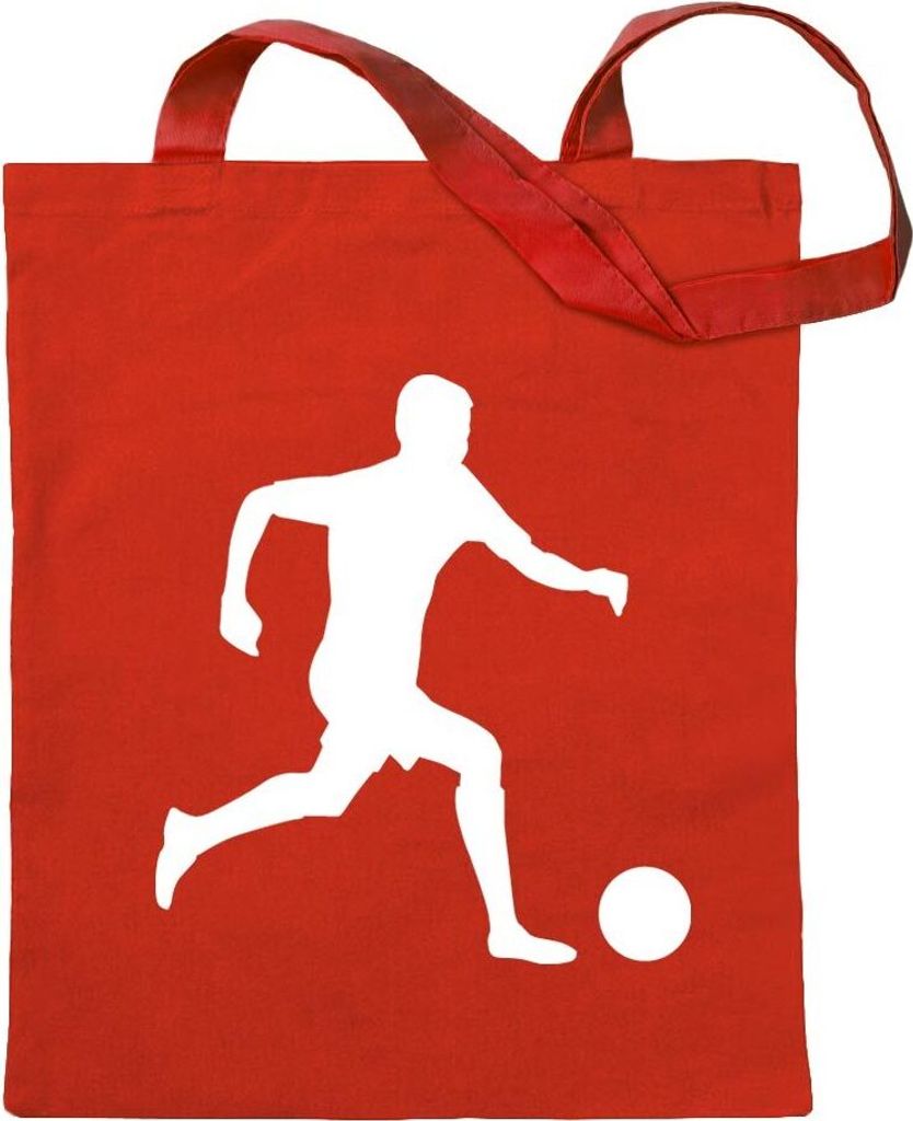 Kiwistar - Baumwolltasche - rot - Fussball Spieler football Soccer - Tragetasche Stoffbeutel Umhängetasche langer Henkel