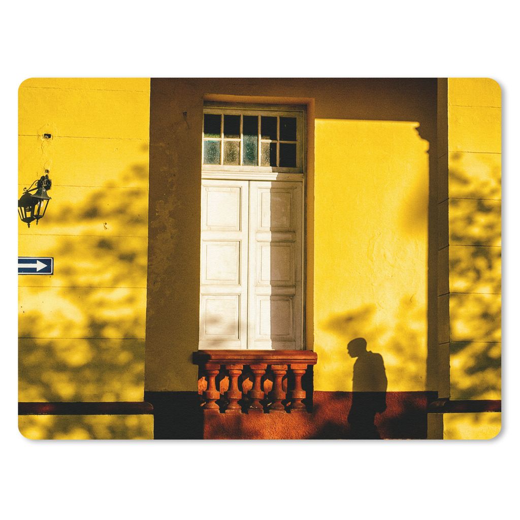 MuchoWow Mauspad Mousepad Tür - Gelb - Architektur - Schatten 23x19 cm - Mousepads - Maus Mat - Pad - Mausunterlage - Schreibtischunterlage - Ma...