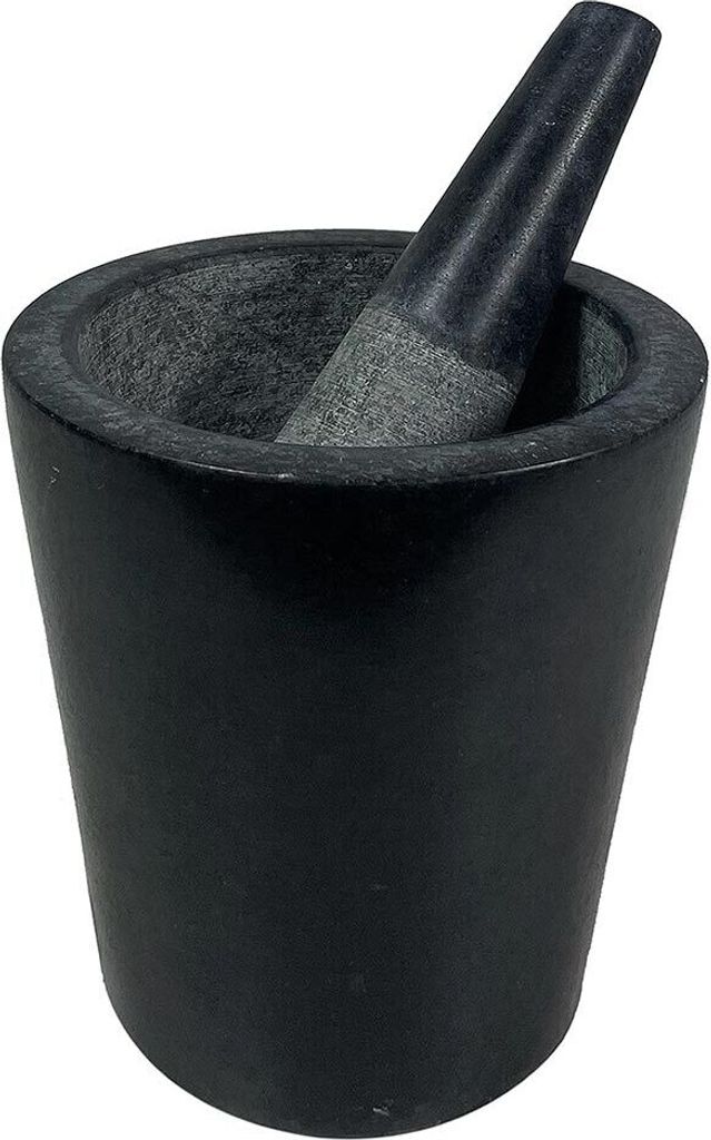 Mörser mit Stößel Marmor Schwarz Konisch Naturstein Steinmörser 14cm