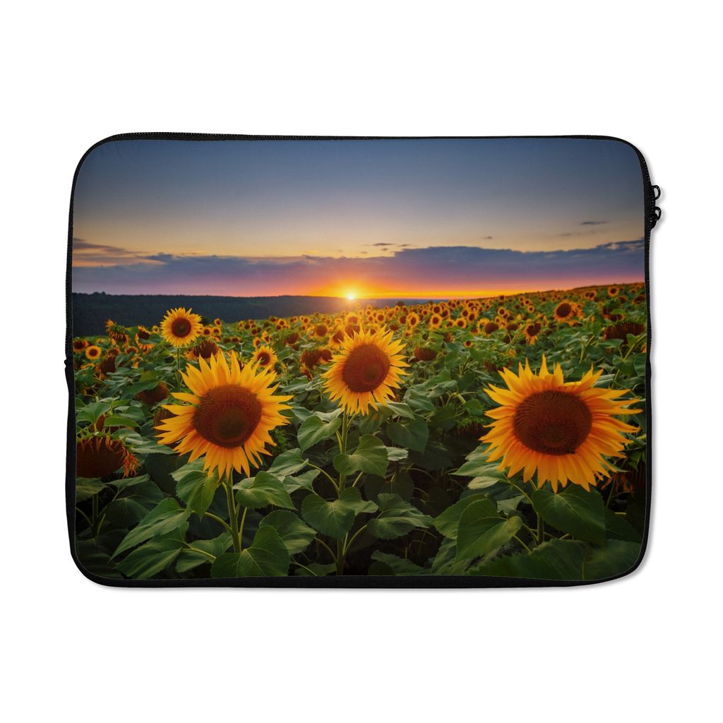 MuchoWow Laptop Hülle 15 Zoll Blumen - Nacht - Sonnenuntergang - Sonnenblume - Horizont Laptoptasche - Laptoptasche - Sleeve - Rundum-Schutz