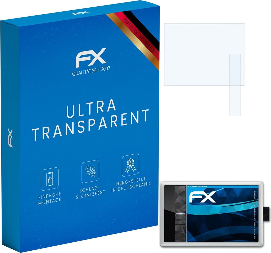 atFoliX FX-Clear 2x Schutzfolie kompatibel mit Wacom Bamboo Fun Pen&Touch Small (3.Generation) Displayschutzfolie