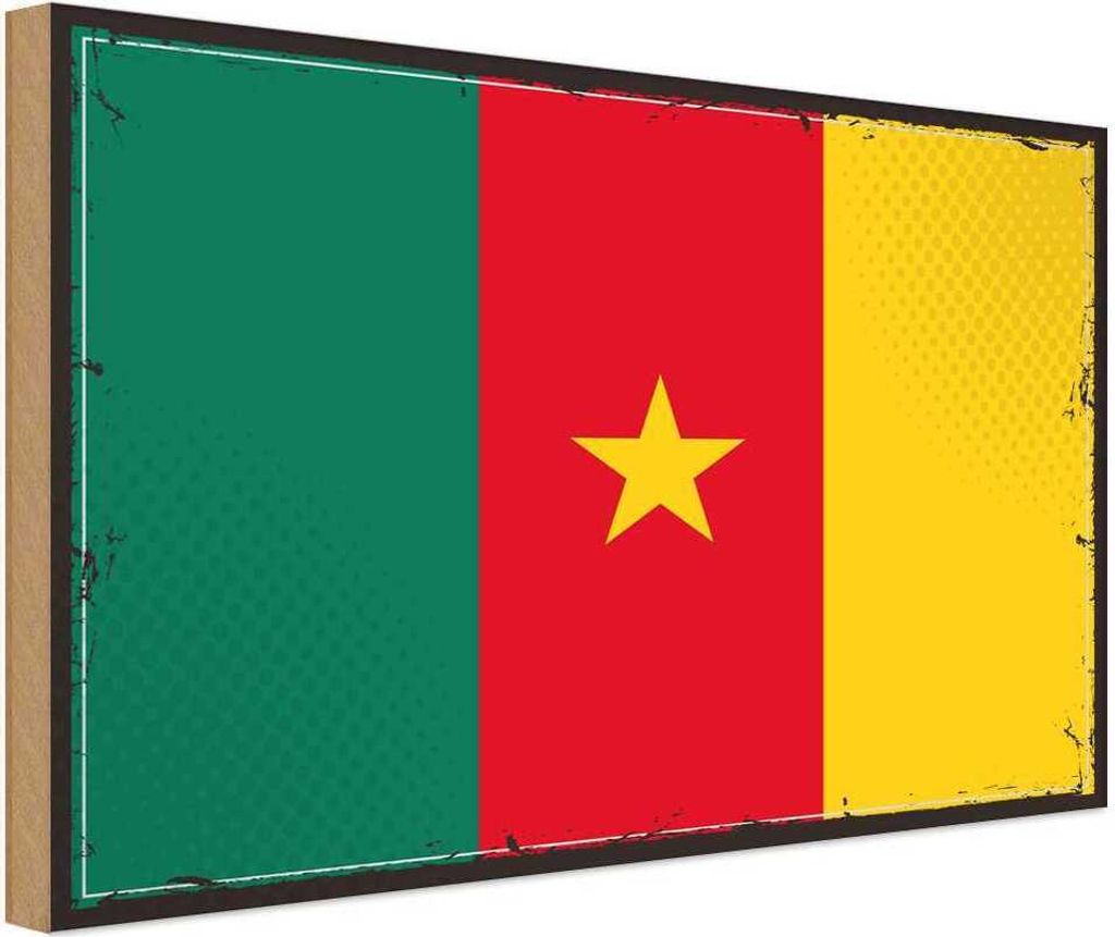 vianmo Holzschild 30x40 cm Kameruns Retro Cameroon Flagge Fahne Wappen