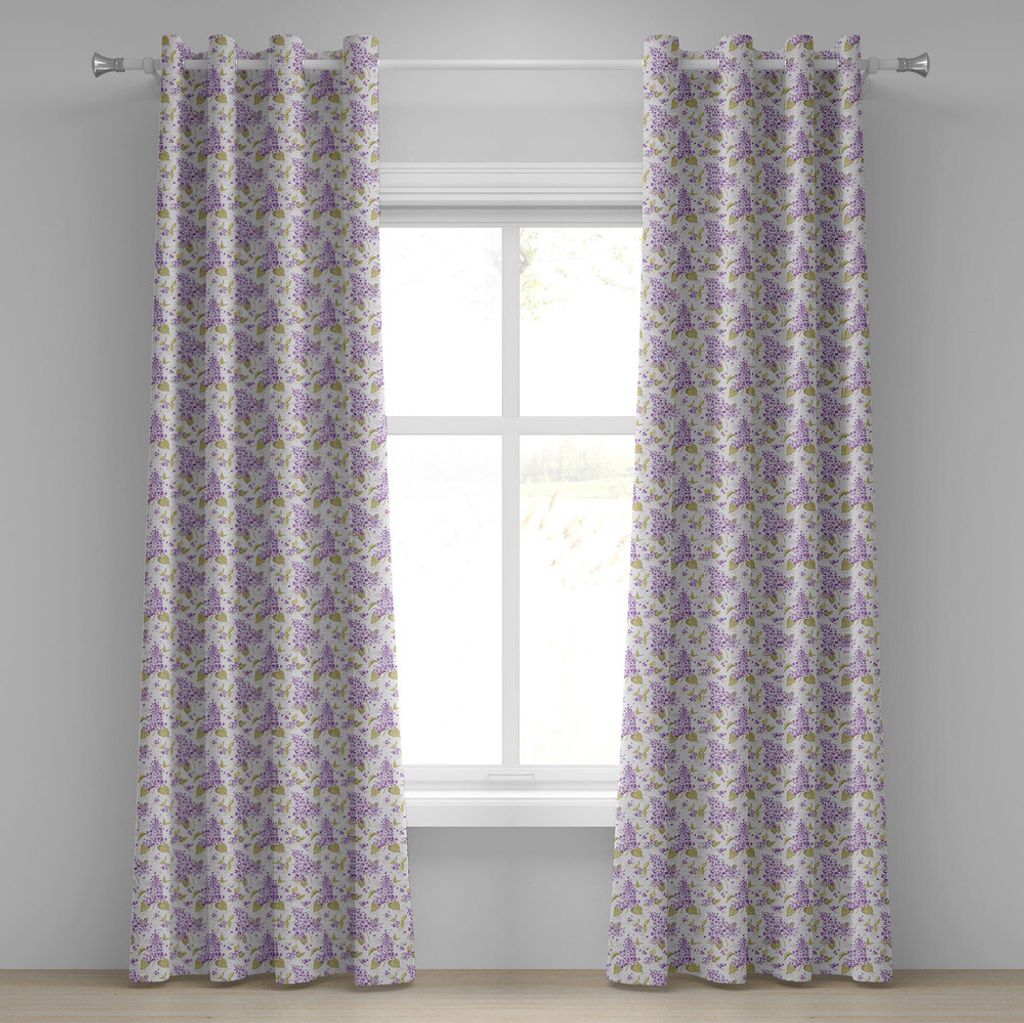 ABAKUHAUS Mauve Ösenvorhang, Retrostil-Blumenblumenblatt-Liebes-natürliche Schönheits-Ikonen nostalgische weiche Pflanzen-Grafik, Dekorative 2-P...