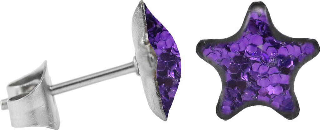 Ohrstecker Chirurgenstahl glitzernder Stern Farbe - Lila