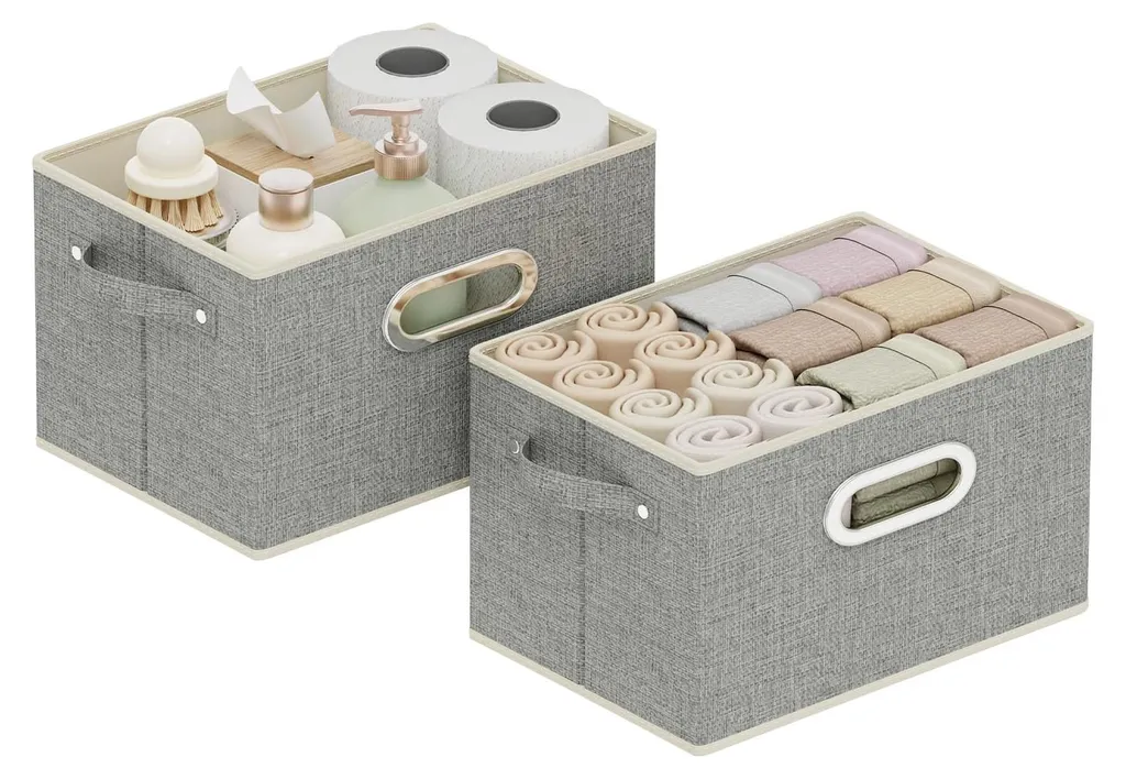 Rangement Tissu Pliable avec Poignées pour Vêtements - Lot de 2 Boîtes