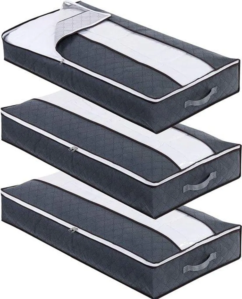 Boîte pliable en non-tissé 90L gris anthracite - Rangement vêtements XL