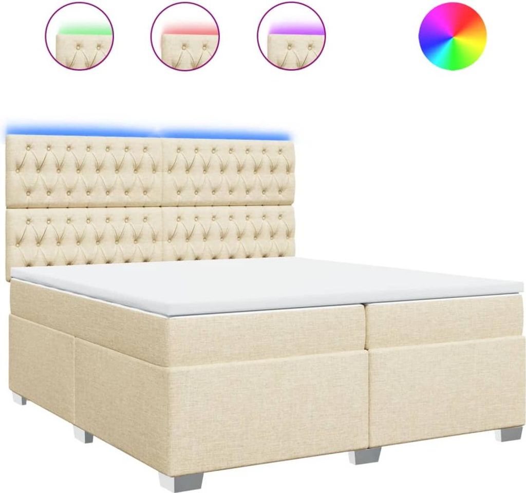 vidaXL Boxspringbett mit Matratze Creme 200x200 cm Stoff