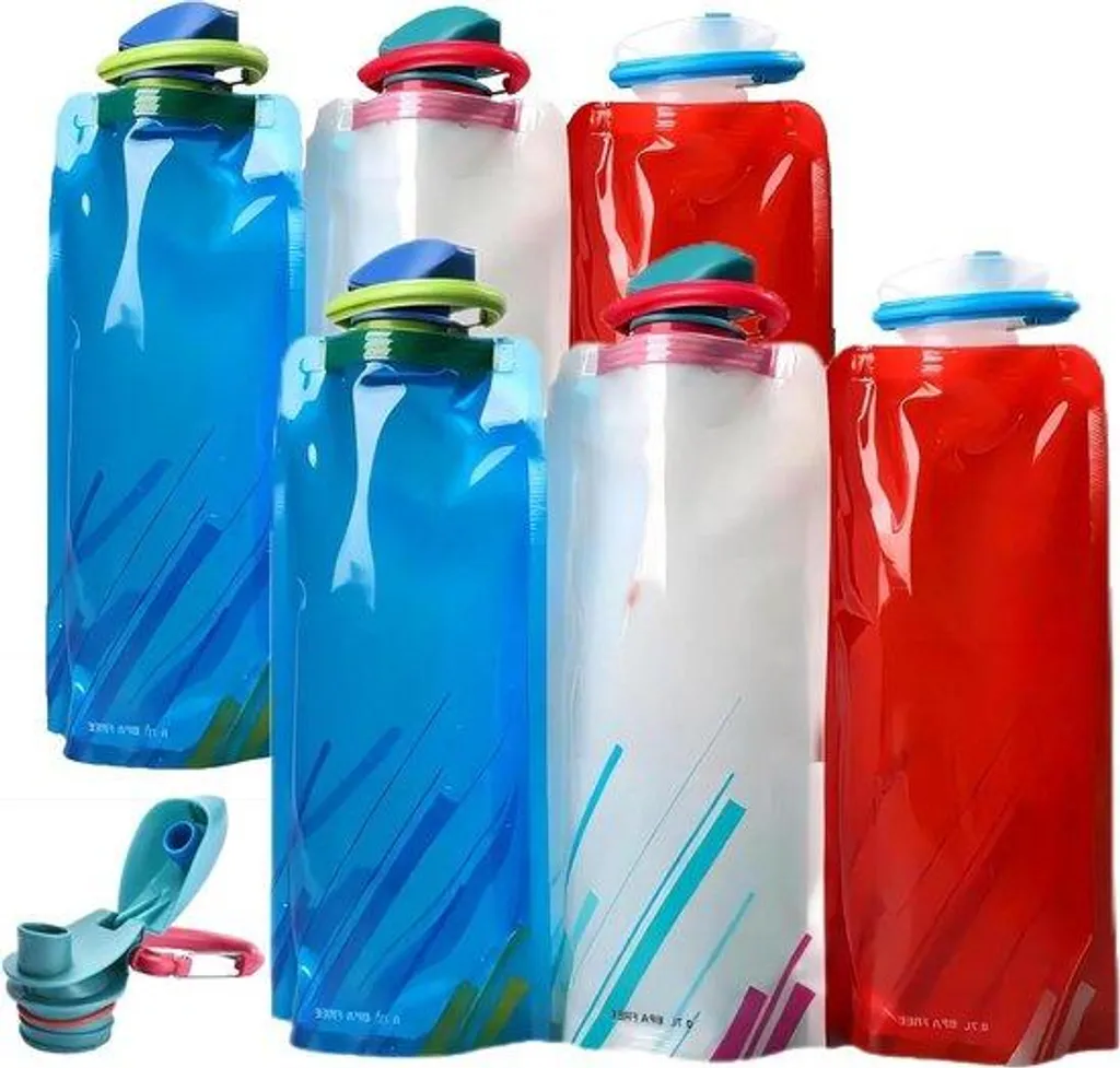 Kit hydratation randonnée 6 gourdes souples 700ml gain de place sac