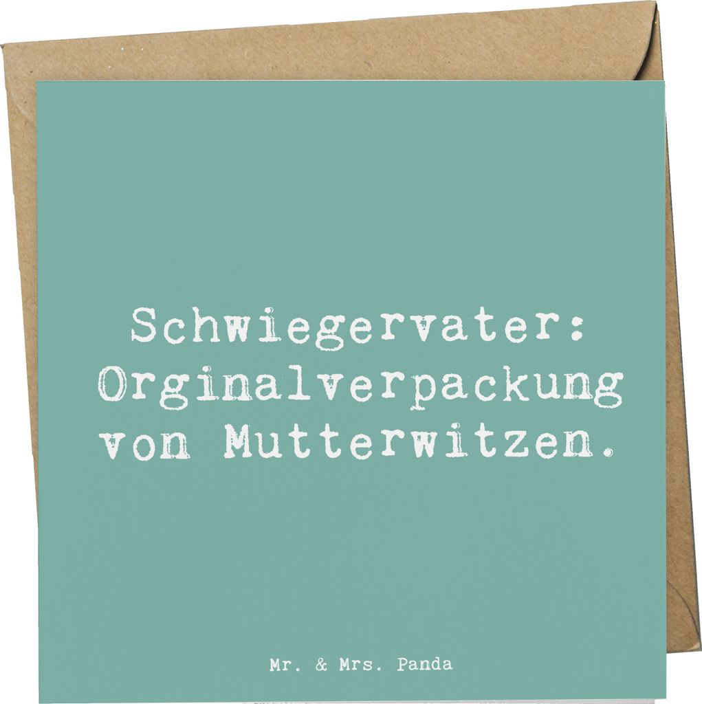 Mr. & Mrs. Panda Deluxe Karte Spruch Schwiegervater Witze - Meeresbrise - Geschenk, Glückwunschkarte, herzerwärmende Sprüche, Familie, Klappkart...