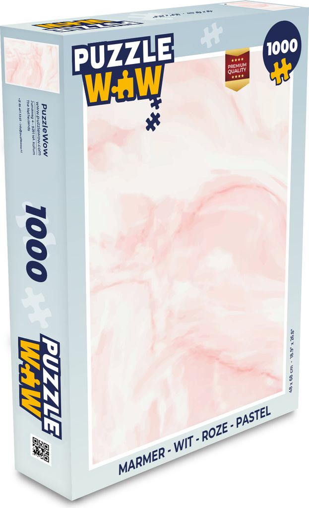 MuchoWow Puzzle 1000 Teile Marmor - Weiß - Rosa - Pastell - Spielzeug - Alt und Jung - Spiele - Puzzeln