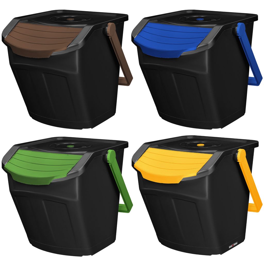 KOTARBAU Mülltrennsystem Mülleimer Küche 4 Fächer Abfalleimer Deckel Plastik Küchenabfalleimer Küchenmülleimer Recycling System Trennsyste...