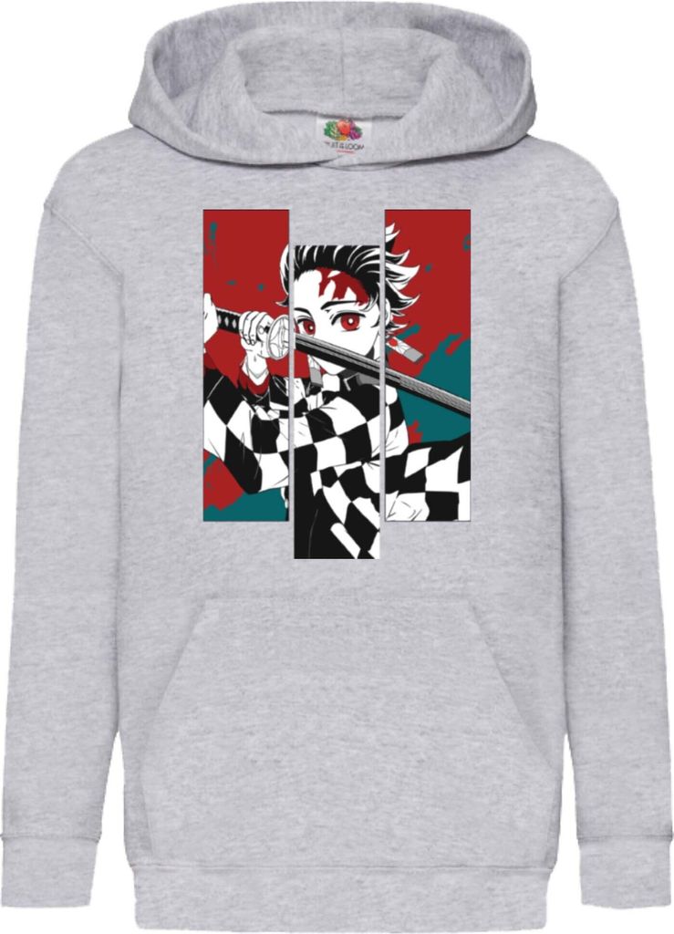 Kinder Kapuzenpullover Demon Anime Slayer Tanjiro Kamado 011, 5-6 Jahr - 116 / Grau