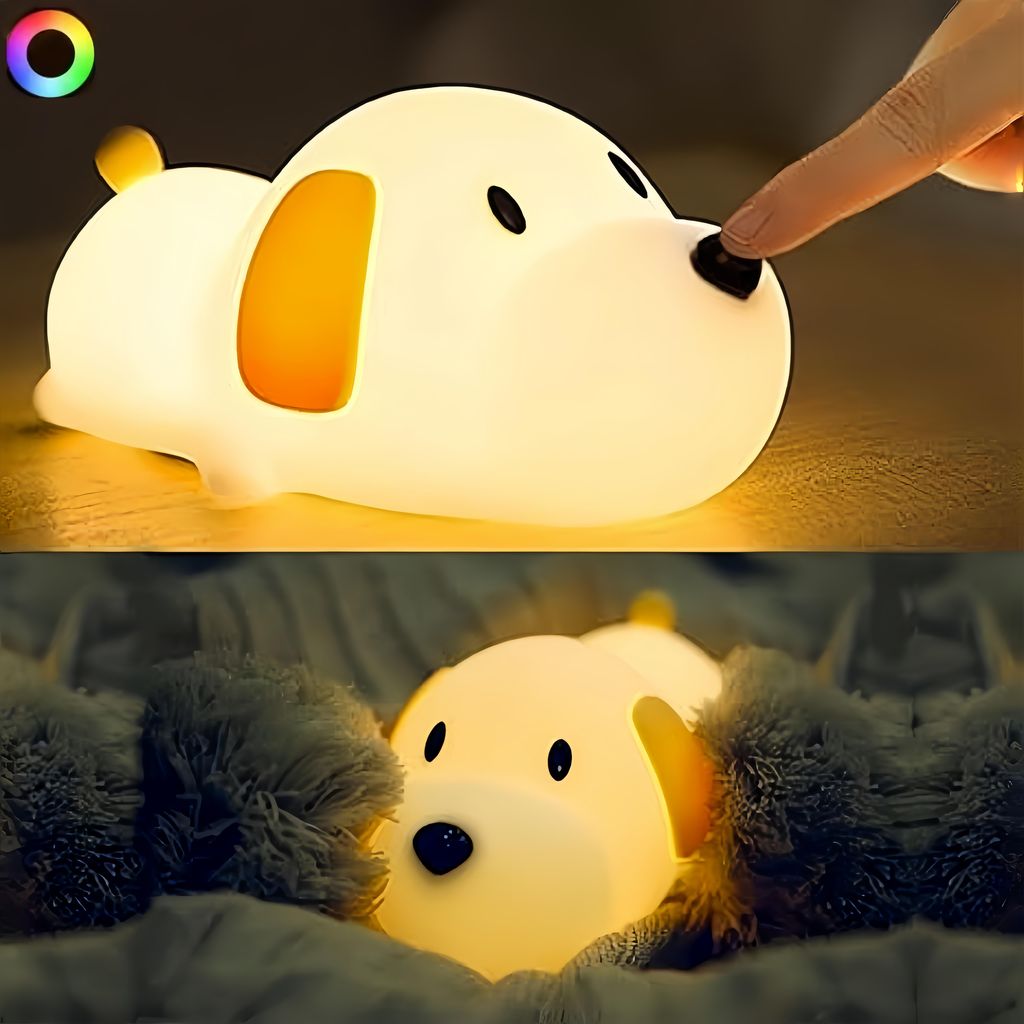 LED Nachtlicht Silikon Hund Touch Nachtlampe USB-Aufladung mit Timer,RGB,Schlaflicht Kinderzimmer tragbare Schlafhilfe Stilllicht,Geschenke für Ki...