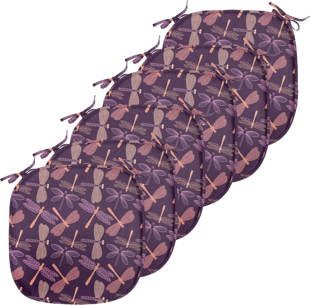 Galette de Chaise Imperméable ABAKUHAUS Libelle Violette Lot de 6 Pièces