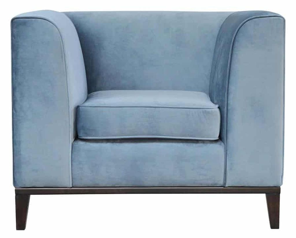 Sessel Stuhl 1x Esszimmer Fernseh Lounge Textil Sitz Blau Modern Polsterstuhl