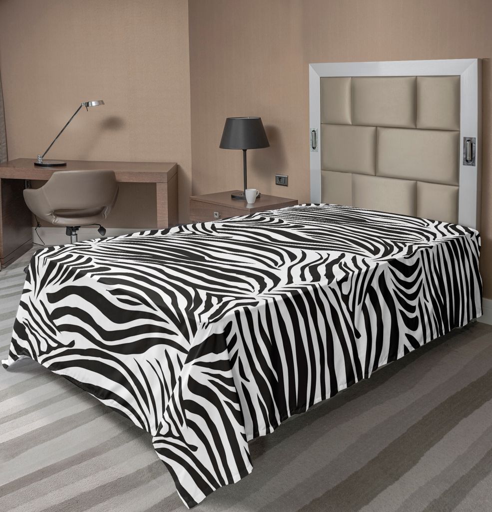 ABAKUHAUS Zebra-Druck Bettlaken, Gestreift Zebra Tier Druck Natur Wildernis Inspiriert Vereinfacht Darstellung, weiches bequemes oberes Bettlaken f...