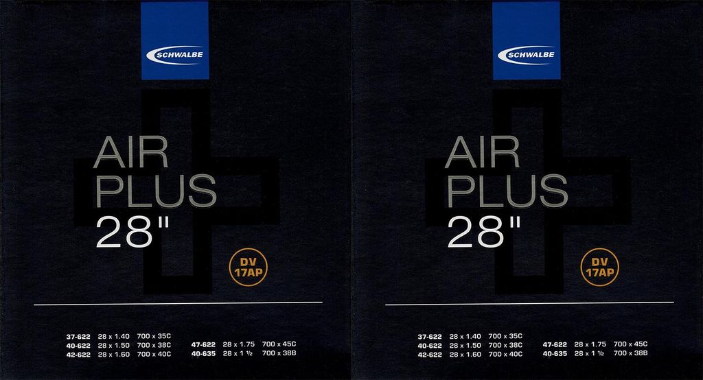 2x Schwalbe Air Plus 28 Schlauch DV17AP Dunlop Ventil Produktbild 