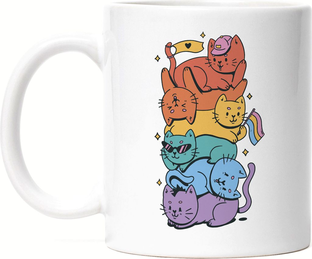 Liebe & Katzen Tasse Katzenliebhaber LGBT Katzenfan Unterstützer Regenbogen Flagge