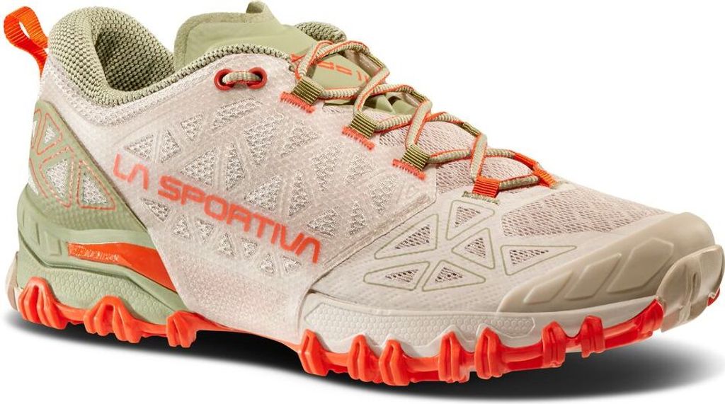 Bushido II Woman, La Sportiva Mountain Running Footwear, 36.5, Tea/Cherry Tomato (Green) - La Sportiva