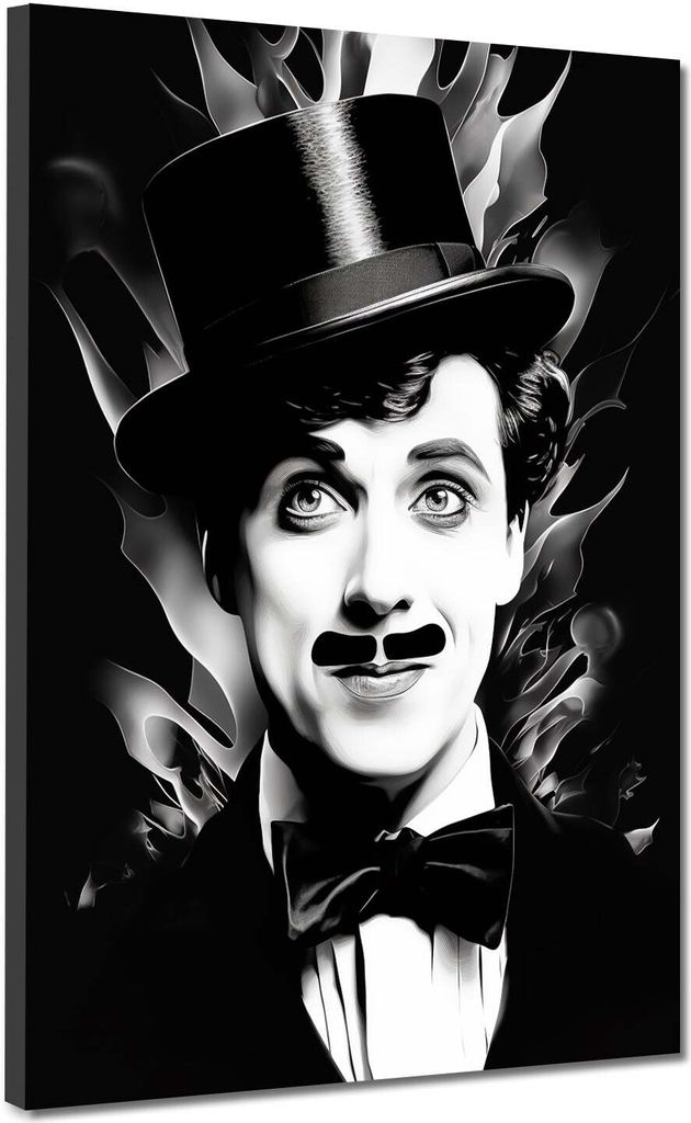 Charlie Schwarz weiß abstrakt Leinwandbild Wandbild Kunstdruck XL Wanddeko: 75x100x4cm