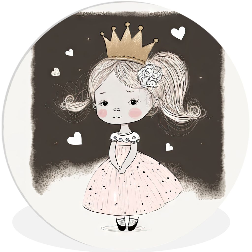 MuchoWow Rundes Wandbild - Runde Bilder Prinzessin - Rose - Herzen - Mädchen Ø 30 cm Kreis Wanddekoration Kunststoff - Wandkreis - Wandschmuck ...