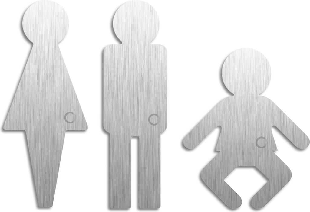 Edelstahl Piktogramme Serie Contour WC-Damen WC-Herren Wickelraum 3er-Set
