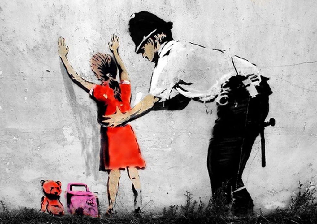 Foto auf Leinwand - Banksy Streetart - Polizist - Kunstdruck auf Keilrahmen